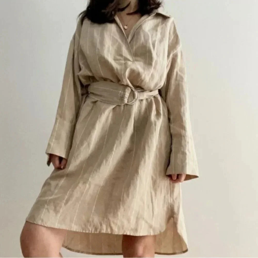Sosken Kyoko Shirt Dress Linen Tunic Lagen Look Womens Size 2/ Medium